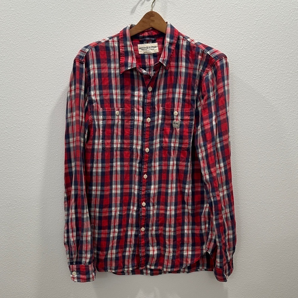 Denim & Supply Ralph Lauren Red and Blue Checkered plaid Men's Shirt large